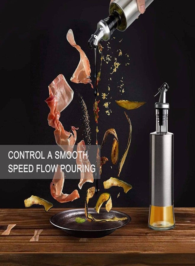 Baskety Glass Oil Dispenser with Steel Cover Seasoning Bottle/Glass Oil Bottle Leakproof Oiler Tank Household Stainless Steel Condiment Dispenser Steel 500ml (1) - Image 5